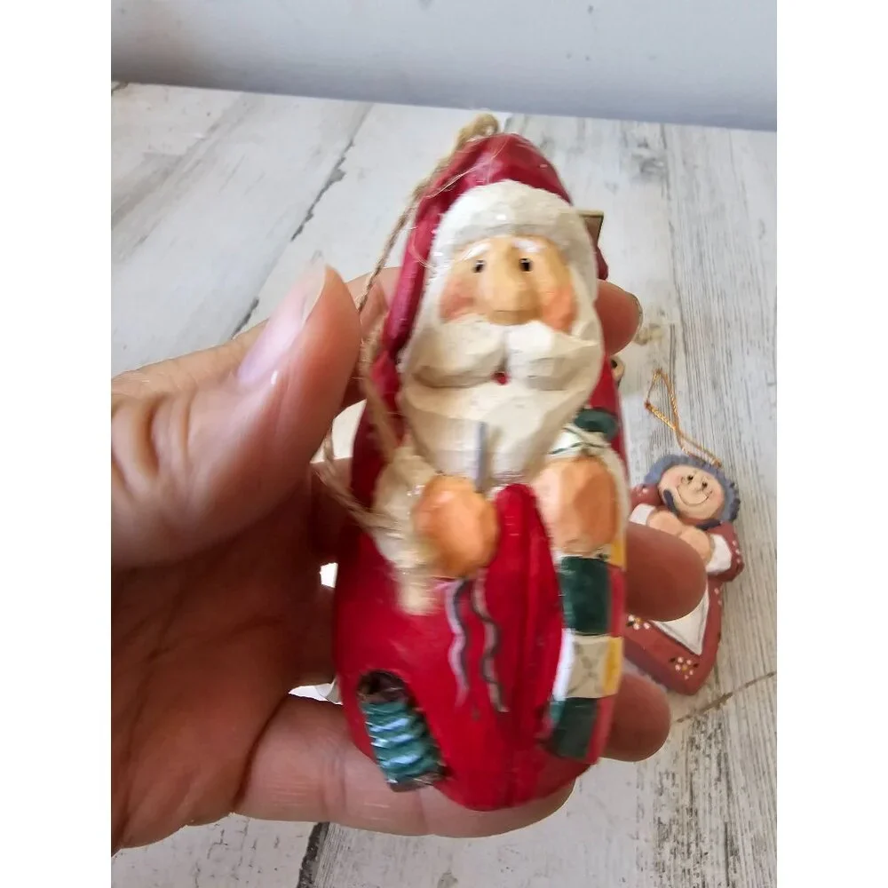 Vintage Eddie Walker knitter sore Santa ornament Mrs Claus knitting knitter Xmas